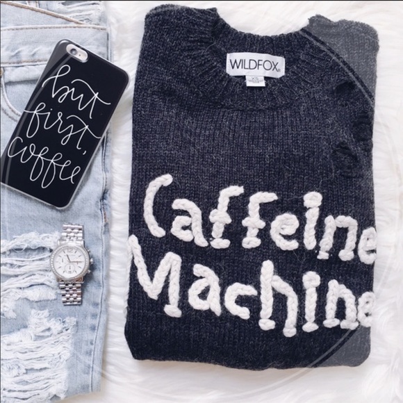 Wildfox caffeine machine sweater knit destroyed - Picture 3 of 15